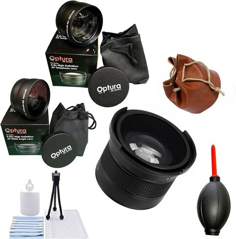 58MM Deluxe Lens Kit Included .35X FishEye Lens + Wide Angle Lens with Macro + 2X Telephoto Lens & Cleaning Kit for Canon EOS Rebel T7, T6, T5, T3, T100, 4000D, 2000D, 3000D in Kuwait