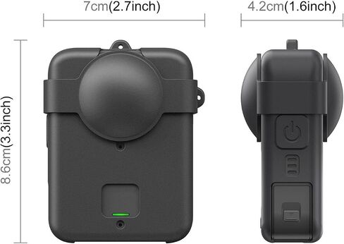 for DJI Osmo 360 Silicone Protective Cover with Lens Cover & Lanyard (Black) in Saudi Arabia