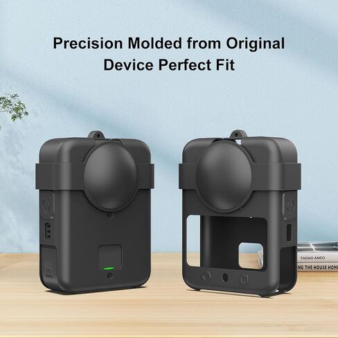 for DJI Osmo 360 Silicone Protective Cover with Lens Cover & Lanyard (Black) in Saudi Arabia