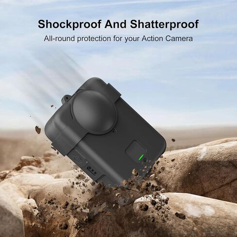 for DJI Osmo 360 Silicone Protective Cover with Lens Cover & Lanyard (Black) in Saudi Arabia