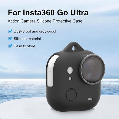 for Insta360 GO Ultra PULUZ Body Silicone Protective Cover with Lens Cap & Lanyards (Black) in Saudi Arabia