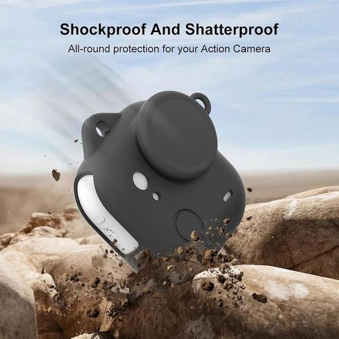 for Insta360 GO Ultra PULUZ Body Silicone Protective Cover with Lens Cap & Lanyards (Black) in Saudi Arabia