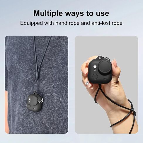 for Insta360 GO Ultra PULUZ Body Silicone Protective Cover with Lens Cap & Lanyards (Black) in Saudi Arabia