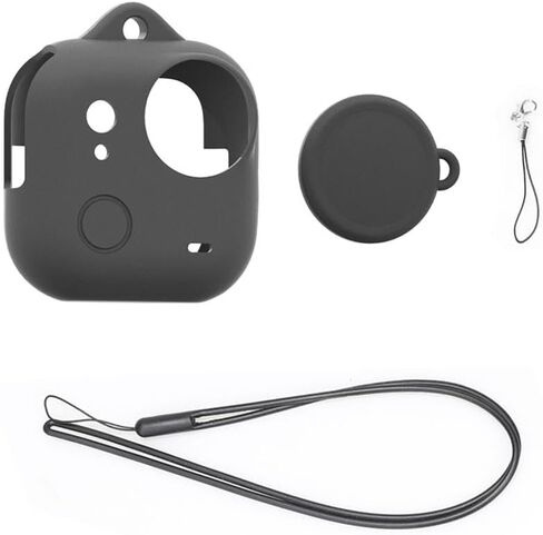 for Insta360 GO Ultra PULUZ Body Silicone Protective Cover with Lens Cap & Lanyards (Black) in Saudi Arabia