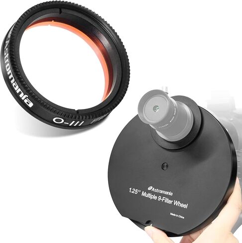 Astromania Telescope Filter Drawer, Multiple 9-Position Filter Wheel Holder - Bundle with - 1.25" O-III Filter in Saudi Arabia