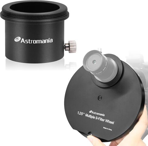 Astromania Telescope Filter Drawer, Multiple 9-Position Filter Wheel Holder - Bundle with - M42X0.75 Male Thread to 1.25" Adapter in Saudi Arabia