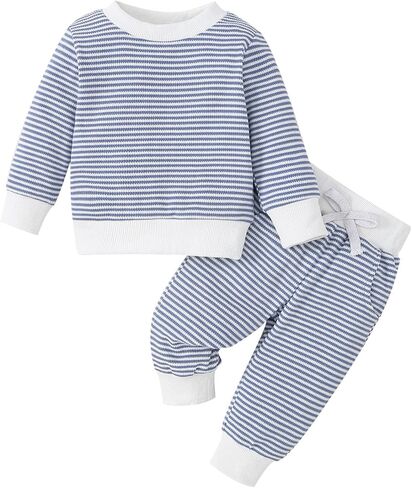 Toddler Baby Boy Fall Winter Clothes Crewneck Long Sleeve Sweatshirt Pullover Tops + Casual Pants Outfit Set in Saudi Arabia