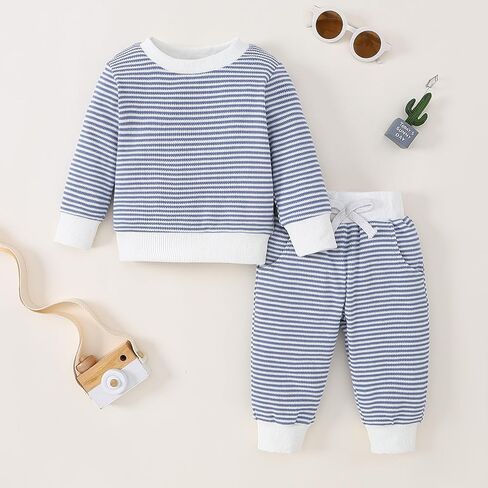Toddler Baby Boy Fall Winter Clothes Crewneck Long Sleeve Sweatshirt Pullover Tops + Casual Pants Outfit Set in Saudi Arabia
