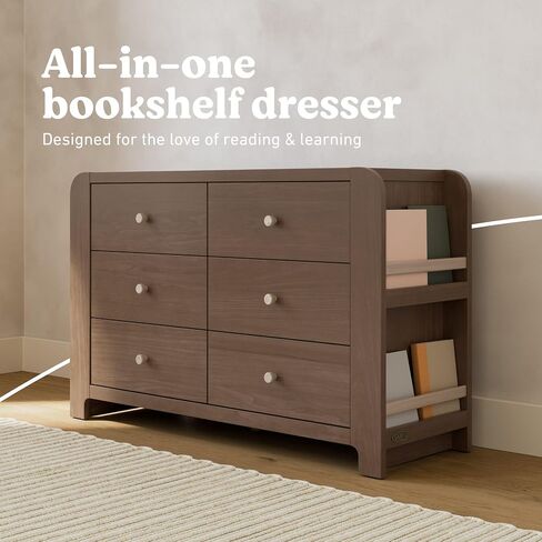 Graco Read-with-Me 3 Drawer Chest with Bookshelves and Removable Changing Topper (Olive with Driftwood) - GREENGUARD Gold Certified, Nursery & Kids' Bedroom Wood Chest with Spacious Storage in Saudi Arabia