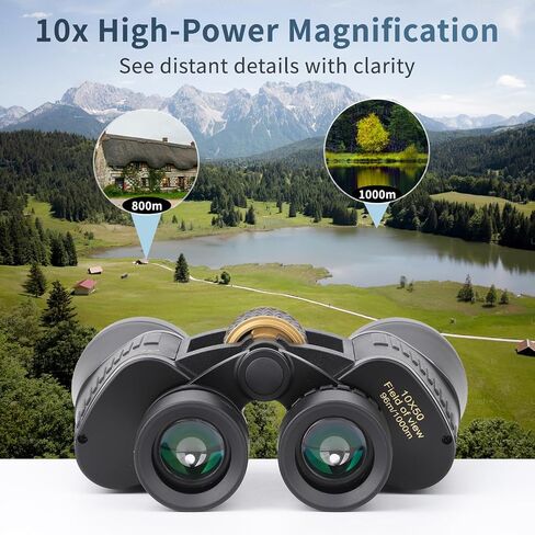 PUROO 10x50 Binoculars for Adults high Powered — Full-Size HD Optics, Large Objective Lens, Wide Field of View, Low-Light Performance — Rugged Outdoor Hunting Essentials for Bird Watching & Hunting in Saudi Arabia