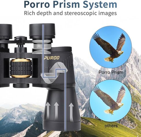 PUROO 10x50 Binoculars for Adults high Powered — Full-Size HD Optics, Large Objective Lens, Wide Field of View, Low-Light Performance — Rugged Outdoor Hunting Essentials for Bird Watching & Hunting in Saudi Arabia