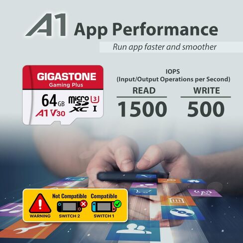 【Switch 2】 GIGASTONE 1TB microSD Express, MicroSDXC Express Memory Card SD 7.1 Speed up to R/W 800/650MB/s Compatible with Nintendo-Switch 2, Professional Camera, A1 V30 U3, with SD Adapter in Saudi Arabia