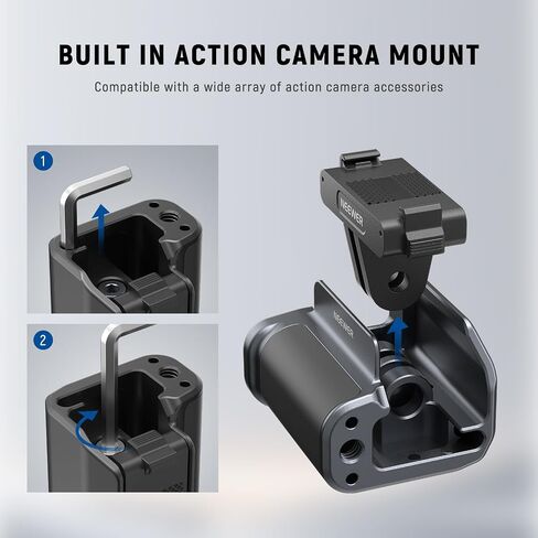 NEEWER AC034 مقبض جانبي فقط لقفص AC014 متوافق مع DJI Osmo Action 5 Pro/4/3، محول تركيب كاميرا مغناطيسي سريع الإصدار مع قبضة وشريط تمديد مصراع الحذاء البارد، رمادي داكن in Kuwait