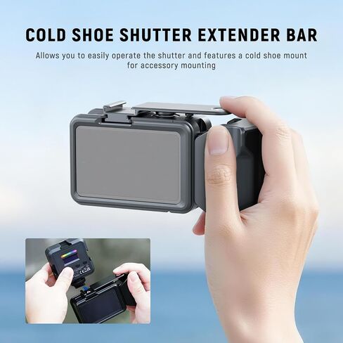 NEEWER AC034 مقبض جانبي فقط لقفص AC014 متوافق مع DJI Osmo Action 5 Pro/4/3، محول تركيب كاميرا مغناطيسي سريع الإصدار مع قبضة وشريط تمديد مصراع الحذاء البارد، رمادي داكن in Kuwait