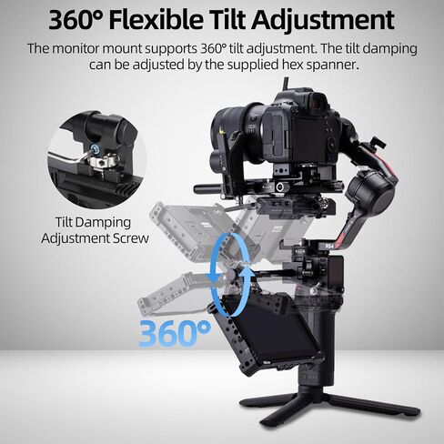 حامل شاشة Nitze Gimbal لـ DJI RS 4 Mini/RS 4 Pro/RS 4 / RS 3 Mini/RS 3 Pro/RS 3/ RSC 2/ RS 2، مع مشبك الناتو وحامل شاشة ميداني قابل للدوران 360 درجة، حمولة 3 كجم/6.6 رطل - N28-S1 in Saudi Arabia