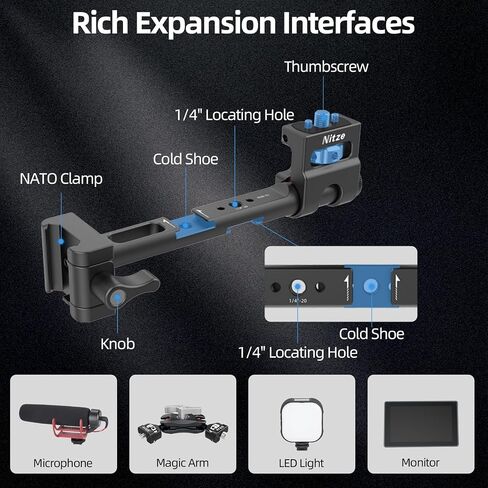 حامل شاشة Nitze Gimbal لـ DJI RS 4 Mini/RS 4 Pro/RS 4 / RS 3 Mini/RS 3 Pro/RS 3/ RSC 2/ RS 2، مع مشبك الناتو وحامل شاشة ميداني قابل للدوران 360 درجة، حمولة 3 كجم/6.6 رطل - N28-S1 in Saudi Arabia