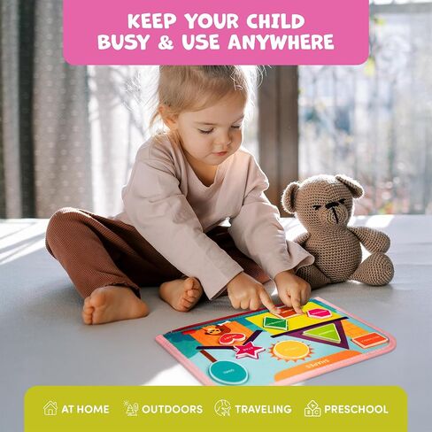 لوحة مشغولة من Clever Fox Montessori للأطفال الصغار - أكثر من 20 نشاطًا تعليميًا كتاب أطفال - ألعاب حسية دقيقة للأطفال بعمر 2 و3 سنوات - لوحة تعليمية حسية للسفر والطائرة والهدايا (أزرق) in Saudi Arabia
