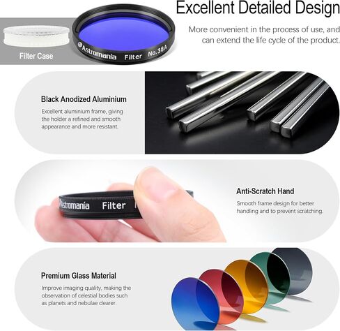 Astromania 2" Color/Planetary Filter for Telescope - #38A Dark Blue - Bundle with - 2" #21 Orange&ND96-0.9 Moon Filter in Saudi Arabia