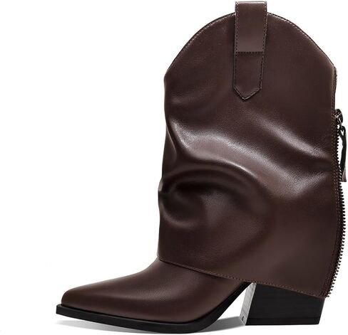 إمرأة الكاحل أضعاف أكثر من الأحذية مكتنزة منتصف كعب الجوارب الرجعية أشار تو الجانب سستة أحذية قصيرة بكعب أحذية للنساء خريف شتاء in Kuwait