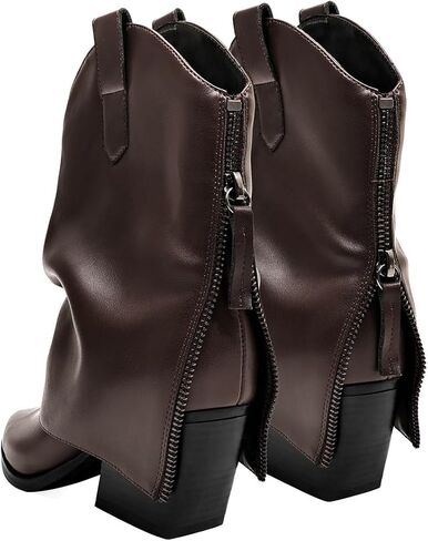 إمرأة الكاحل أضعاف أكثر من الأحذية مكتنزة منتصف كعب الجوارب الرجعية أشار تو الجانب سستة أحذية قصيرة بكعب أحذية للنساء خريف شتاء in Kuwait