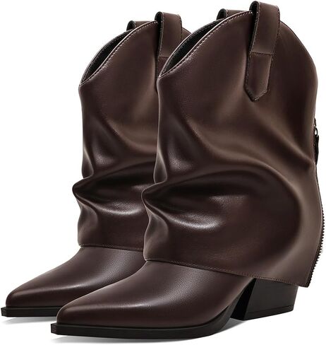 إمرأة الكاحل أضعاف أكثر من الأحذية مكتنزة منتصف كعب الجوارب الرجعية أشار تو الجانب سستة أحذية قصيرة بكعب أحذية للنساء خريف شتاء in Kuwait