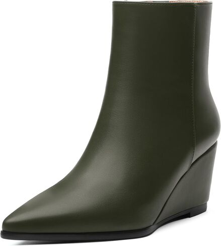 SHOWFOREST Women's Wedge Ankle Boots Pointed Toe High Heel Short Booties with Side Zipper Comfortable Casual Fall Winter Boots 2.5 Inch in Saudi Arabia