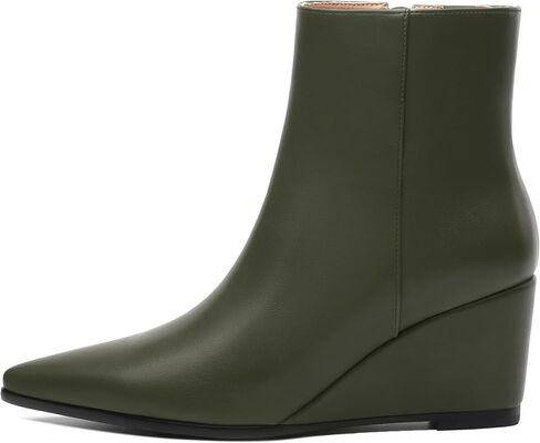 SHOWFOREST Women's Wedge Ankle Boots Pointed Toe High Heel Short Booties with Side Zipper Comfortable Casual Fall Winter Boots 2.5 Inch in Saudi Arabia