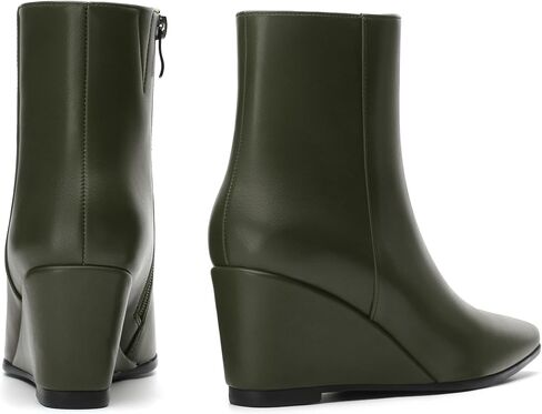 SHOWFOREST Women's Wedge Ankle Boots Pointed Toe High Heel Short Booties with Side Zipper Comfortable Casual Fall Winter Boots 2.5 Inch in Saudi Arabia