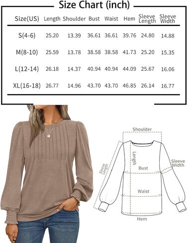 Womens Long Sleeve Shirts 2025 Dressy Fall Fashion Casual Tops Pleated Business Outfits Trendy Blouses with Smocked Cuffs in Saudi Arabia