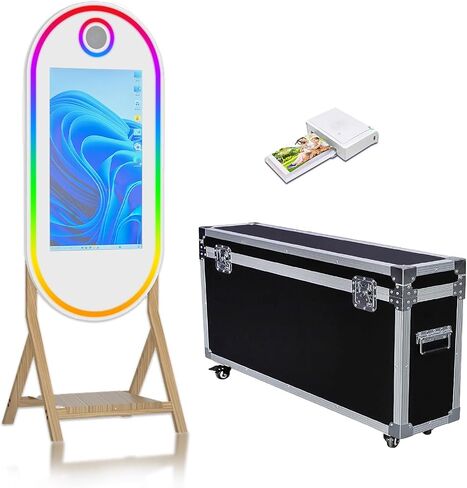 55" Mirror Photo Booth with 32" Touchscreen, APP Control & Instant Printing, DSLR Photo Booth Includes RGB Fill Light & Flight Case for Wedding Parties Events (Photo Booth + Printer) in Saudi Arabia