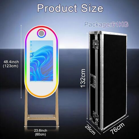 55" Mirror Photo Booth with 32" Touchscreen, APP Control & Instant Printing, DSLR Photo Booth Includes RGB Fill Light & Flight Case for Wedding Parties Events (Photo Booth + Printer) in Saudi Arabia