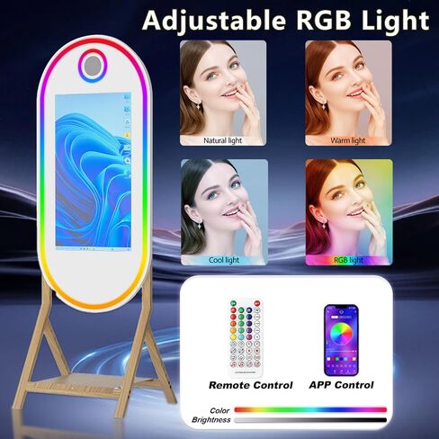 55" Mirror Photo Booth with 32" Touchscreen, APP Control & Instant Printing, DSLR Photo Booth Includes RGB Fill Light & Flight Case for Wedding Parties Events (Photo Booth + Printer) in Saudi Arabia