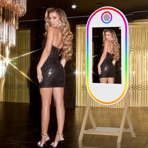 55" Mirror Photo Booth with 32" Touchscreen, APP Control & Instant Printing, DSLR Photo Booth Includes RGB Fill Light & Flight Case for Wedding Parties Events (Photo Booth + Printer) in Saudi Arabia