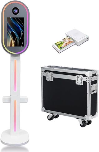 DSLR Photo Booth with 15.6 Inch Touch Screen, Photobooth Machine with Flight Case & RGB Light for Wedding Graduation Party Events Rental (White, Photo Booth) in Kuwait