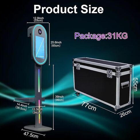DSLR Photo Booth with 15.6 Inch Touch Screen, Photobooth Machine with Flight Case & RGB Light for Wedding Graduation Party Events Rental (White, Photo Booth) in Kuwait