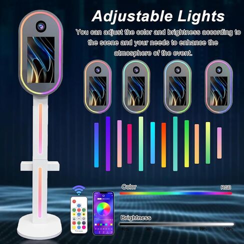 DSLR Photo Booth with 15.6 Inch Touch Screen, Photobooth Machine with Flight Case & RGB Light for Wedding Graduation Party Events Rental (White, Photo Booth) in Kuwait