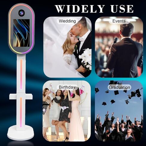 DSLR Photo Booth with 15.6 Inch Touch Screen, Photobooth Machine with Flight Case & RGB Light for Wedding Graduation Party Events Rental (White, Photo Booth) in Kuwait