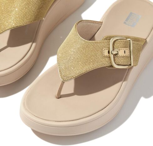 صندل نسائي من FitFlop مزود بإبزيم F-Mode Shimmerlux ذو شكل مسطح عند أصابع القدم in Kuwait
