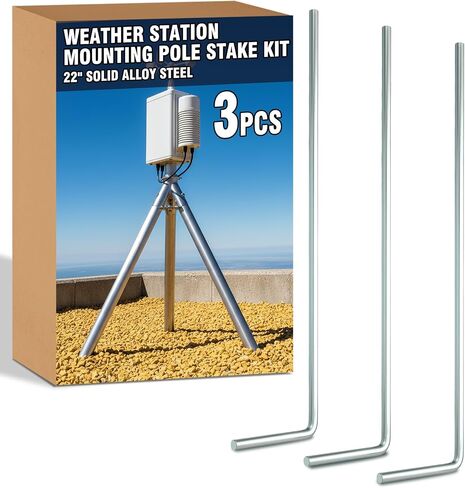 Zonon 3 Pcs 22.8" Weather Station Mounting Pole Stake Kit for Weather Station Mounting Tripods Solid, Galvanized Steel in Saudi Arabia