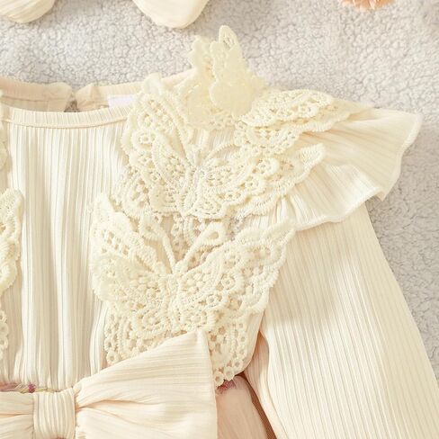 ​Baby Girl One-Piece Boutique Romper with Attached Floral Tulle Skirt and Lace Bow Headband​ in Saudi Arabia