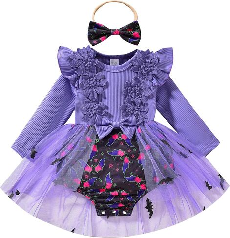 ملابس My First Halloween للفتيات الصغيرات حديثي الولادة، بذلات قطعة واحدة، ملابس رقعة اليقطين للرضع in Kuwait