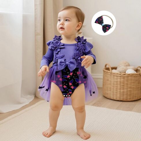 ملابس My First Halloween للفتيات الصغيرات حديثي الولادة، بذلات قطعة واحدة، ملابس رقعة اليقطين للرضع in Kuwait