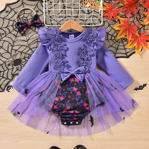 ملابس My First Halloween للفتيات الصغيرات حديثي الولادة، بذلات قطعة واحدة، ملابس رقعة اليقطين للرضع in Kuwait