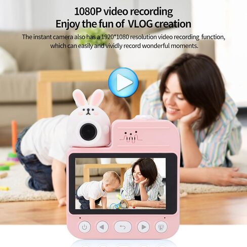كاميرا Drfeify الرقمية للطباعة الفورية للأطفال، كاميرا عالية الوضوح 1080P 32M للصور الفورية وتسجيل الفيديو والطباعة الرقمية in Kuwait