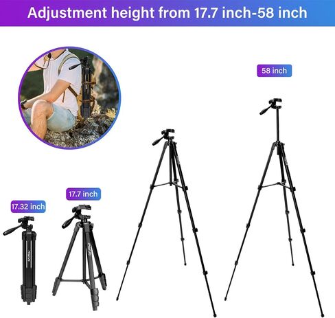 MOSISO 58 inch Camera Phone Tripod Stand with Tablet Phone Mount&Camera Sling Bag, DSLR/SLR/Mirrorless Tactical Camera Crossbody Bag Case Photography Slingpack with Tripod Holder, Black in Saudi Arabia
