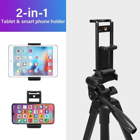 MOSISO 58 inch Camera Phone Tripod Stand with Tablet Phone Mount&Camera Sling Bag, DSLR/SLR/Mirrorless Tactical Camera Crossbody Bag Case Photography Slingpack with Tripod Holder, Black in Saudi Arabia