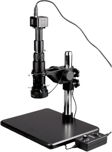 AmScope H800-M Digital Monocular Inspection Microscope, 0.7X-5.0X Zoom Objective, 11X-80X Magnification, 4-1/8" Working Distance, Pillar Stand, 110V-240V, Includes 1.3MP Camera with Reduction Lens and Software in Saudi Arabia
