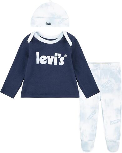 Levi's Unisex Baby Long Sleeve T-shirt, Footed Pants and Hat 3-piece Outfit Set in Saudi Arabia