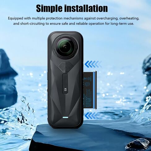 مجموعة شاحن بطارية لجهاز Insta360 X5، بطاريات قابلة لإعادة الشحن بقدرة 2800 مللي أمبير في الساعة مع علبة شحن سريعة مزدوجة 27 وات، محور شاحن ثنائي الاتجاه لملحقات Insta 360 X5 (شاحن + بطاريتين) in Kuwait