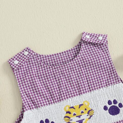 Newborn Baby Boy Football Outfit Embroidery Plaid Retro Romper Sleeveless One Piece Jumpsuit Smocked Shortall in Saudi Arabia